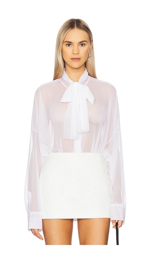 x REVOLVE Oversized Boyfriend Neck Shirt Bodysuit Norma Kamali $230 