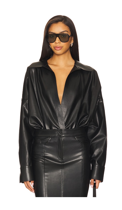 Norma Kamali Super Oversized Boyfriend NK Shirt Bodysuit
