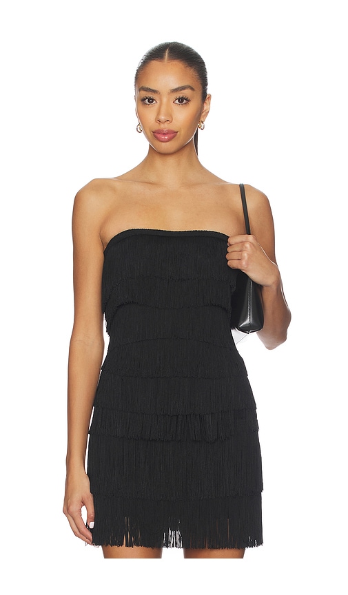 Norma Kamali Strapless All Over Fringe Sweetheart Top