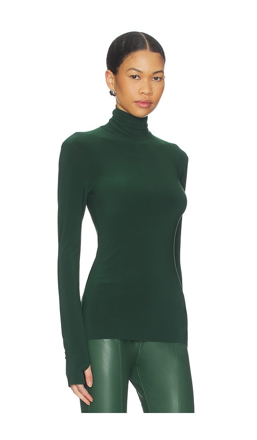  Norma Kamali Top Ajustado De Manga Larga Estilo Tortuga En Color Militar Talla L  (también En M, S, Xl, Xs). 