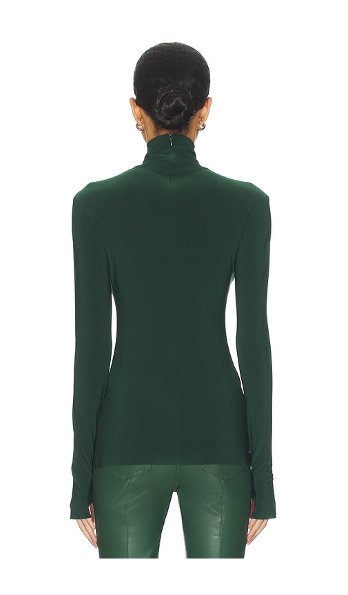  Norma Kamali Top Ajustado De Manga Larga Estilo Tortuga En Color Militar Talla L  (también En M, S, Xl, Xs). 
