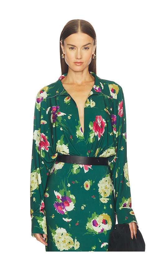 Norma Kamali Super Oversized Boyfriend Shirt Bodysuit