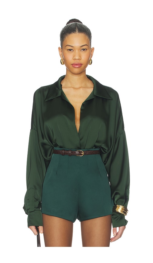 Norma Kamali Super Oversized Boyfriend Shirt Bodysuit