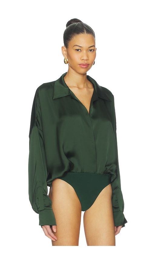  Norma Kamali Boyfriend-hemdblusenbody Mit Oversized-design In Dark Green. Größe M. Also In Xs, L, Xxs. 