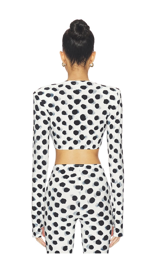  Norma Kamali Kurzes Langarm-top Mit Schulterpolstern In Black,white. Größe Xs. Also In Xxs, S, M, L, Xl. 