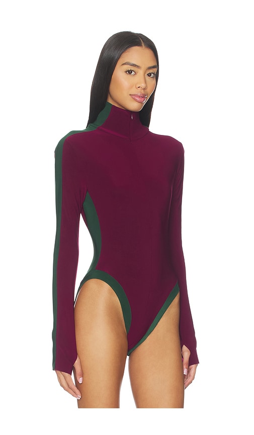  Norma Kamali Body Mit Reissverschluss Vorn Und Hohem Kragen Side Stripe In Burgundy,dark Green. Größe S. Also In M, L. 