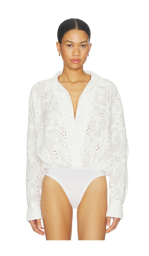 Norma Kamali Super Oversized Boyfriend Shirt Bodysuit | Thumbnail 2