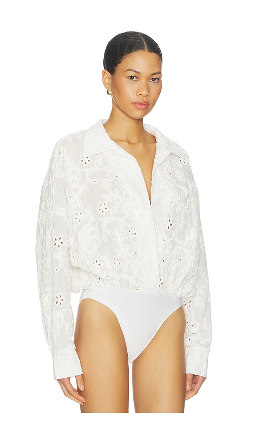 Norma Kamali Super Oversized Boyfriend Shirt Bodysuit | Thumbnail 3