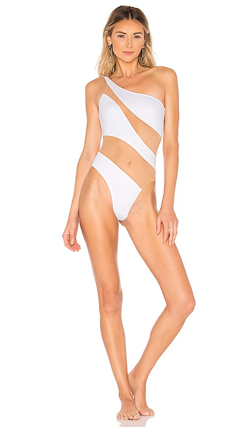 norma kamali snake mesh mio swimsuit