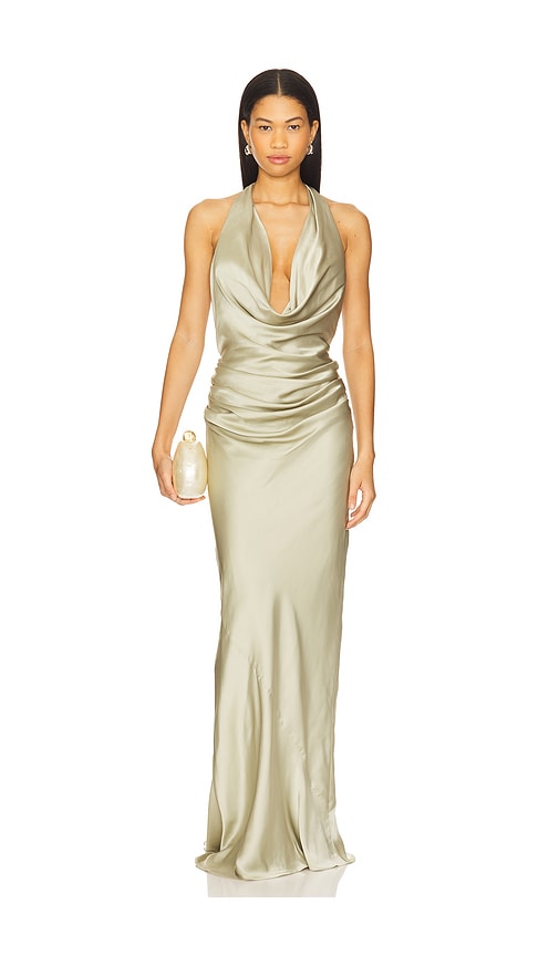 Penelope Drape Gown in Green. - size XL (also in L, M, S, XS)