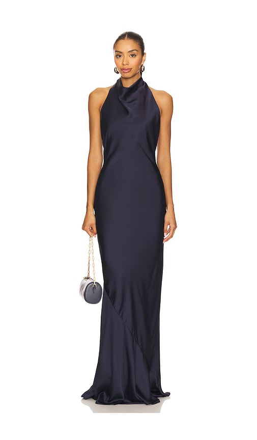 Penelope Halter Gown in Navy. - size XL (also in L, M, S, XS)