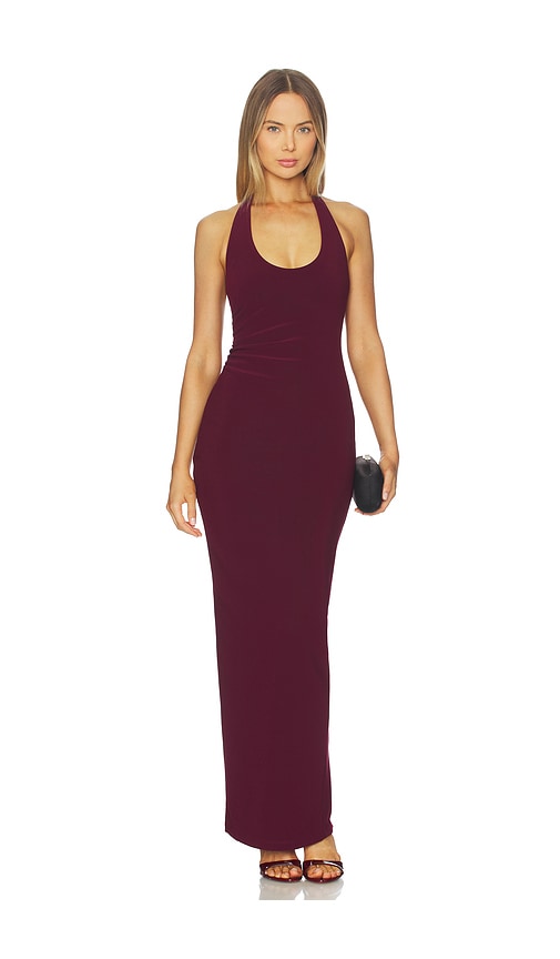 Nookie Natalia Halter Maxi Dress In Burgundy