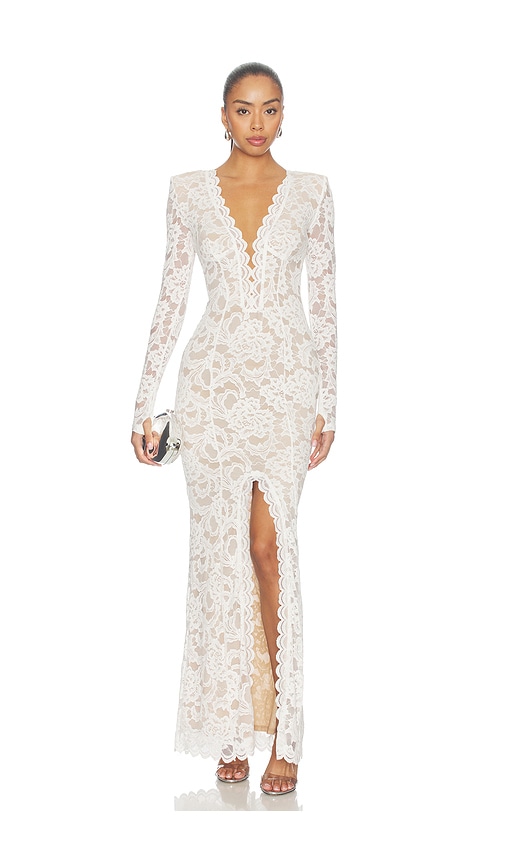 Nookie Delphine Longsleeve Lace Gown In Ivory