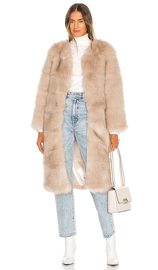 Nookie Tatiana Faux Fur Long Jacket in Cream | REVOLVE