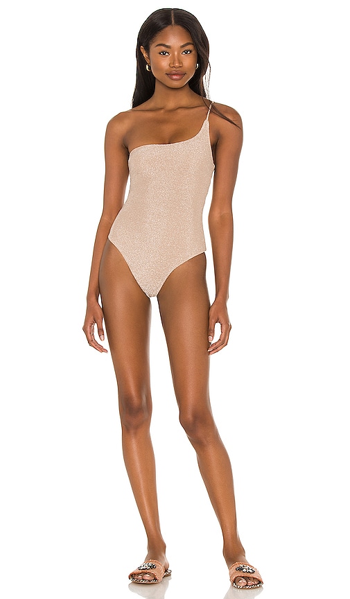 Nookie СЛИТНЫЙ КУПАЛЬНИК ONE SHOULDER в цвете Nude Lurex