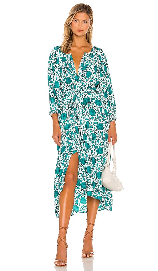 Jade Long Sleeve Beach Dress in Majorelle Print