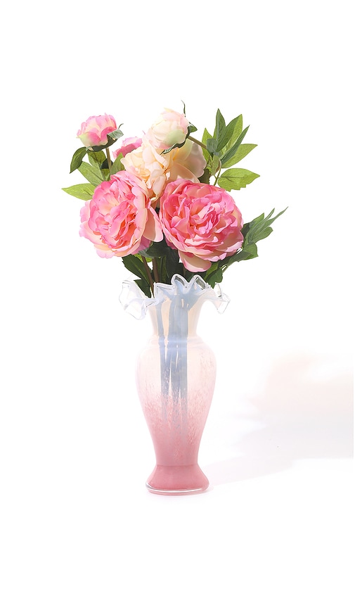  Noon & Moon Vase Peony Frost Ruffled Vase In Pink. 