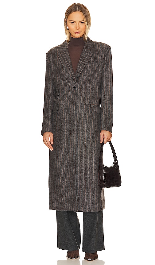 Shop Nonchalant Label Halia Coat In Brown Stripe