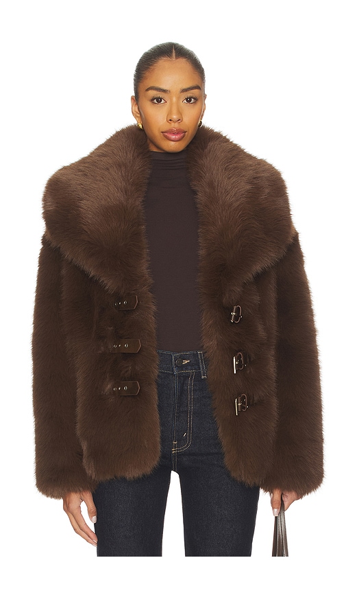 Nonchalant Label Oslo Faux Fur Jacket In Brown
