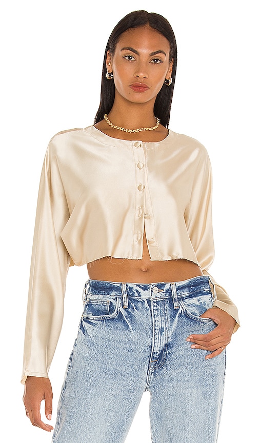 Nonchalant Tiffany Cropped Blouse In Nude | ModeSens