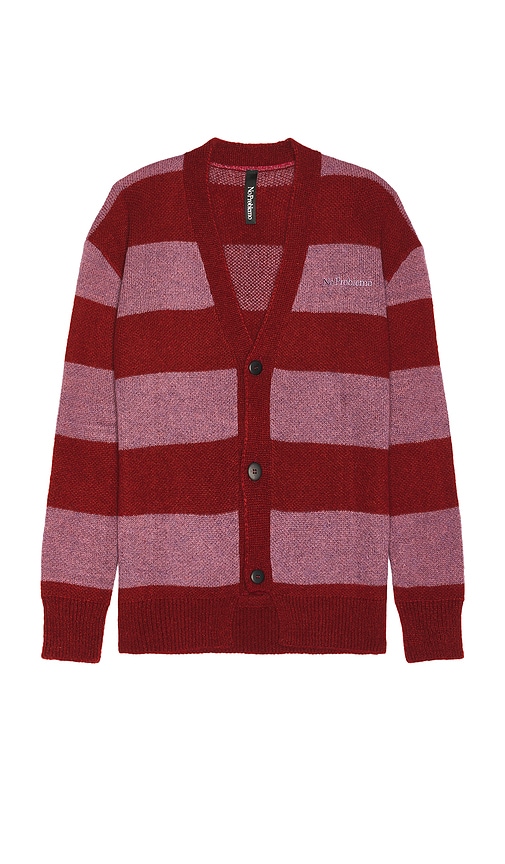 No Problemo Striped Mohair Oversized Cardigan In Burgundy