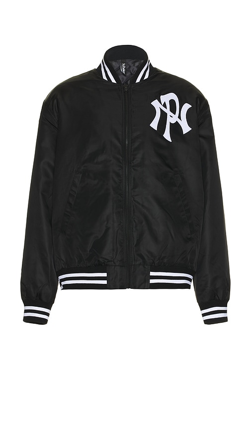 No Problemo Nyp Nylon Varsity Jacket In Black
