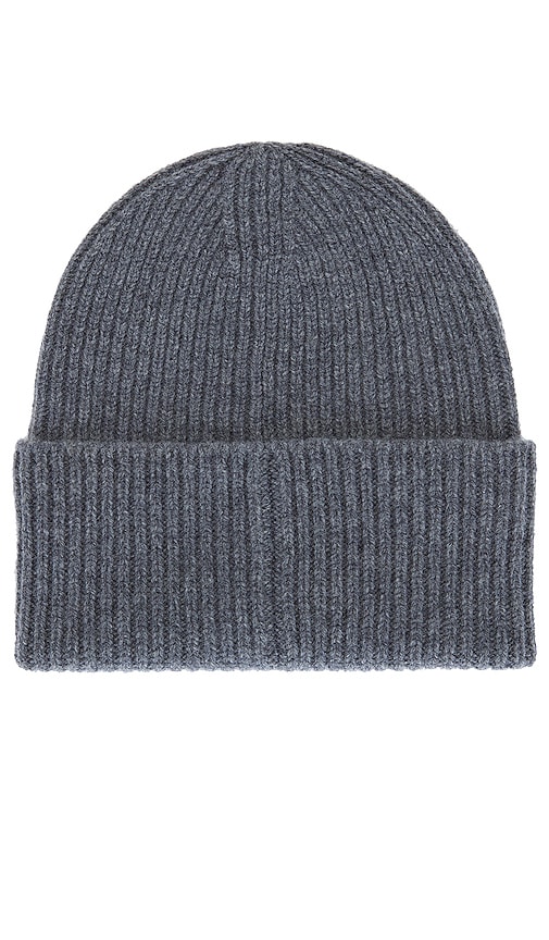 Shop Norse Projects Merino Lambswool Rib N Logo Beanie In 麻灰色