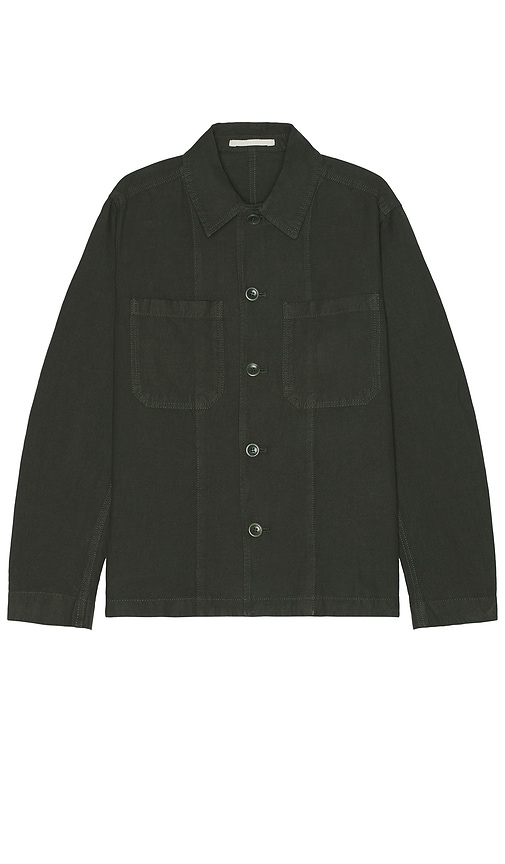 Shop Norse Projects Tyge Cotton Linen Overshirt In Dark Green