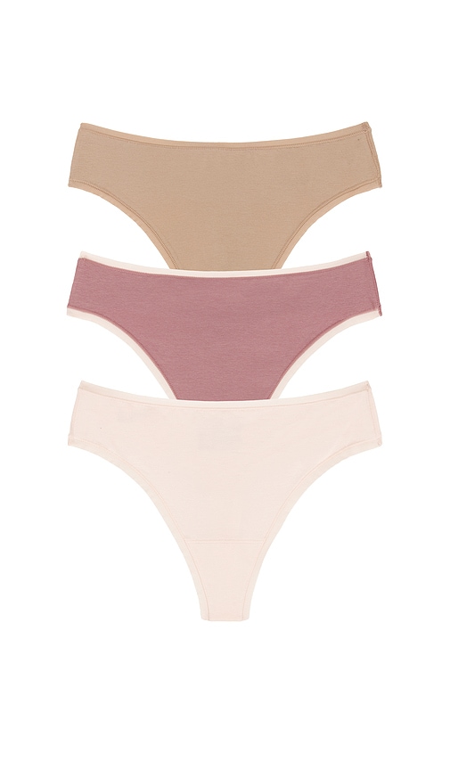 Natori Bliss Bare Cotton Thong 3-pack