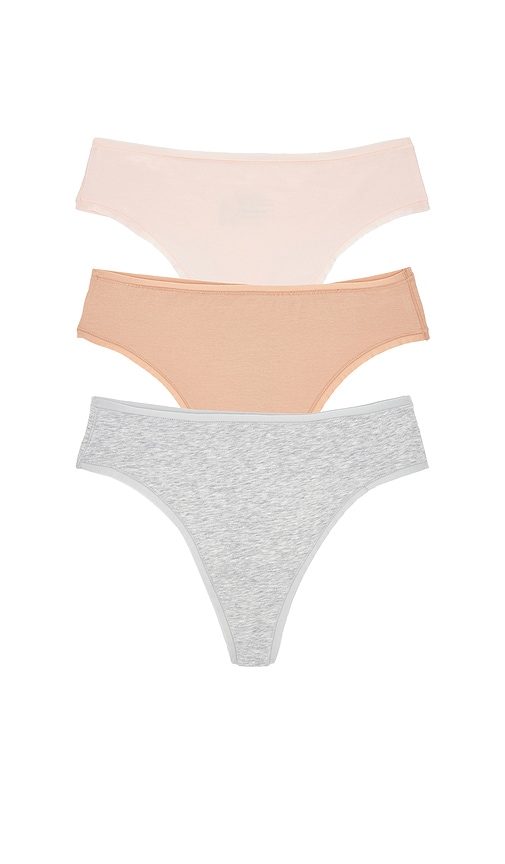 Natori Bliss Bare Cotton Thong 3-pack
