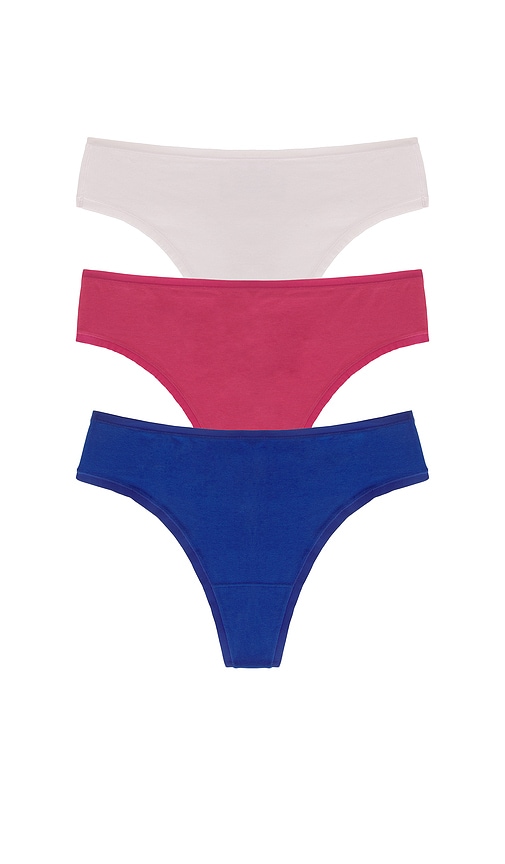 Natori Bliss Bare Cotton Thong 3-pack in Red. - size L (also in M, S, XL/1X, XS)
