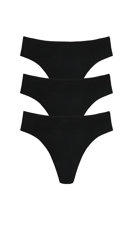 Bliss Bare Cotton Thong 3-pack in Black. - size S (also in M)
