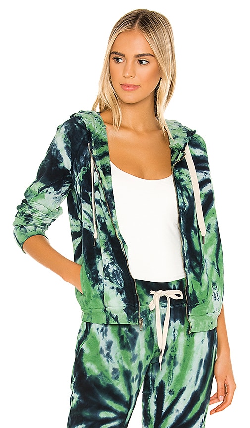 NSF Chada Crop Zip Hoodie in Clover Tie Dye