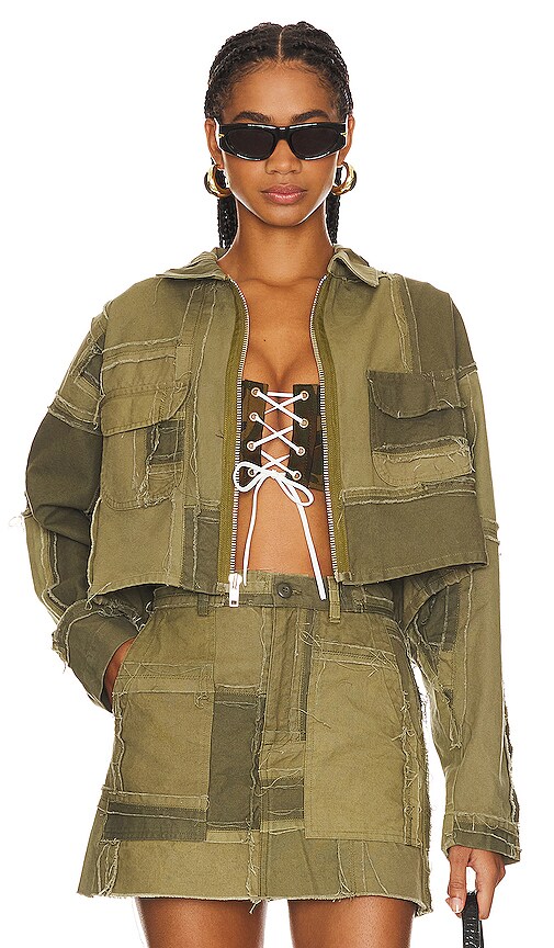 NSF Mitchell Crop Coat in Army Patchwork | REVOLVE