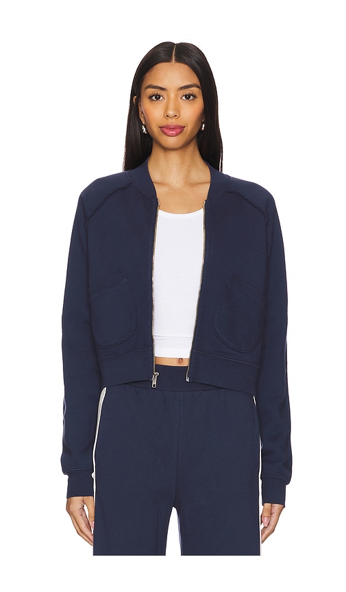 Nsf Fox Zip Front Bomber In Navy