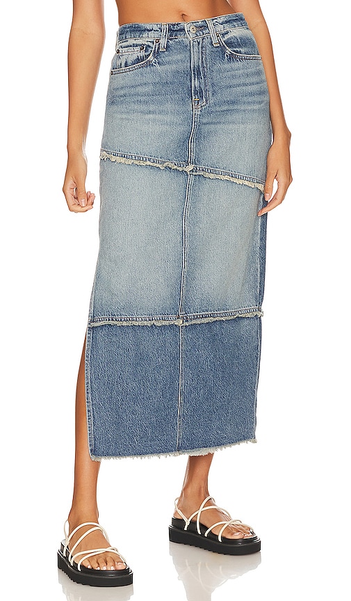 NSF Monterey Undone Seam Denim Skirt in Bowie Wash