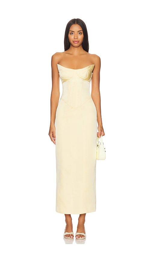 Shop Nastyamasha Maxi Satin Dress In Yellow