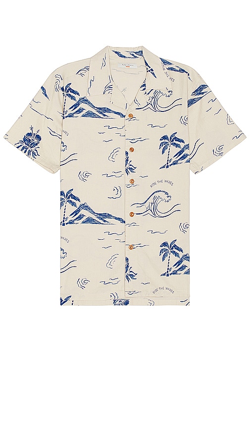 Shop Nudie Jeans Arvid Waves Hawaii Shirt In 淡褐色