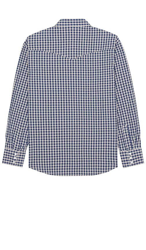 Shop Nudie Jeans Sigge Gingham Cowboy Shirt In 靛蓝