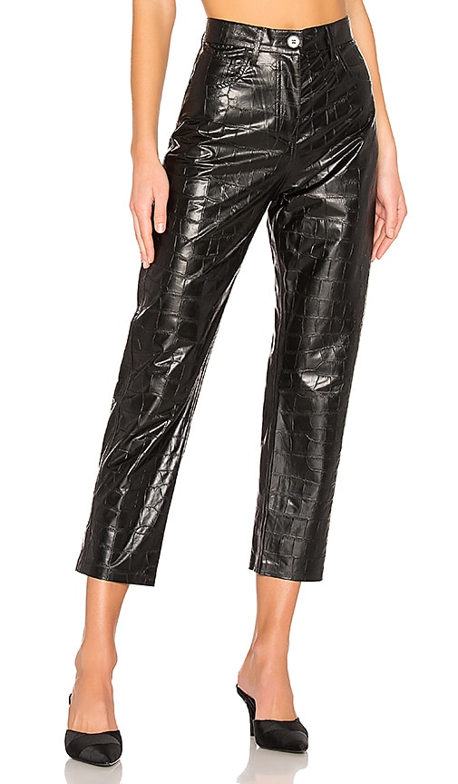 Stevie Barrel Leg Leather Pant in Chocolate