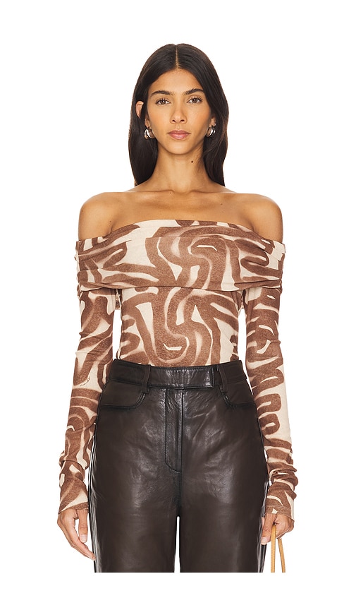 Nanushka Amily Top in Caramel Ribbon