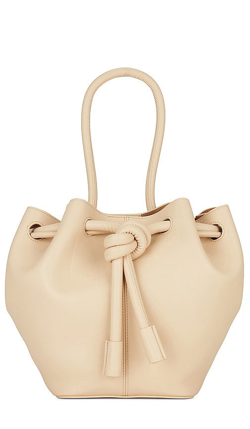 Nanushka Beige Elongated Bucket Shoulder Bag In Ivory | ModeSens