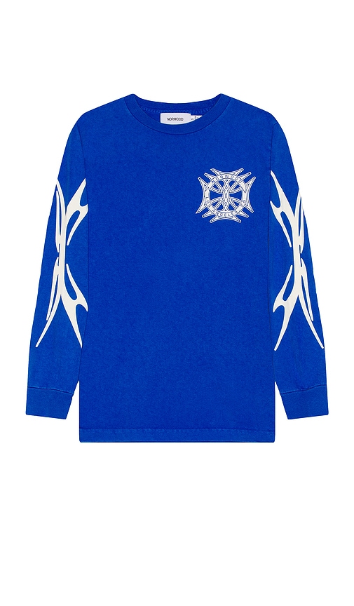 Shop Norwood God Willing Long Sleeve Tee In 品蓝