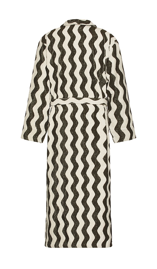 Oas Khaki & Off-white Waver Long Bathrobe In Green