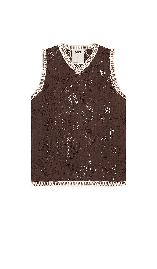 Astrea Orion Crochet Vest in Brown. - size S (also in L, M, XL/1X)