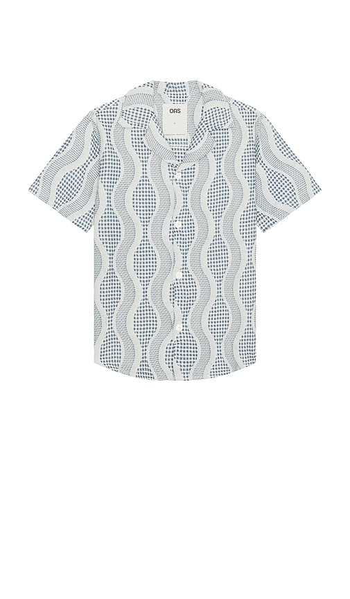 Como Cuba Waffle Shirt in Blue. - size XL/1X (also in L, M, S)