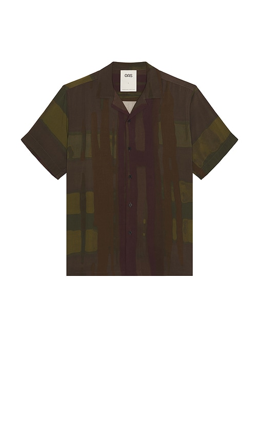 Dusky Meld Viscose Shirt in Olive,Brown. - size S (also in L, M, XL/1X)