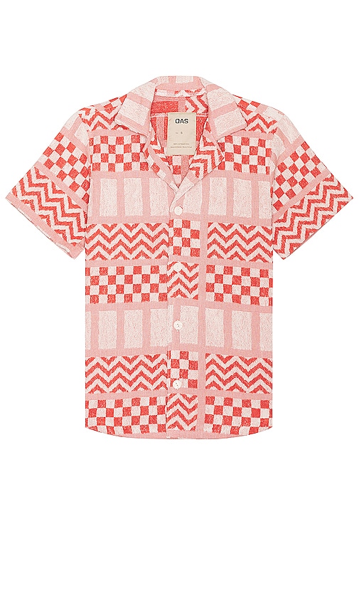 Oas Camp-collar Checked Cotton-terry Shirt In Red