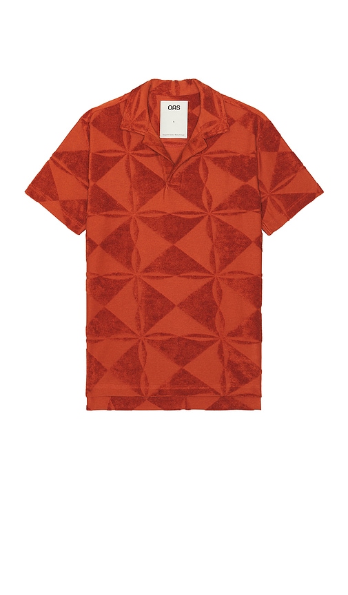 Shop Oas Plateau Polo Terry Shirt In Brick