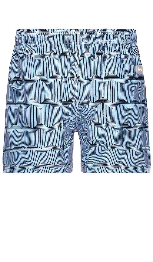 Shop Oas Indigo Frame Swim Shorts In Blue